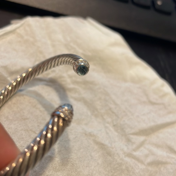 David Yurman Cable Classic Collection Bracelet with Blue Topaz and Diamonds - Picture 3 of 5